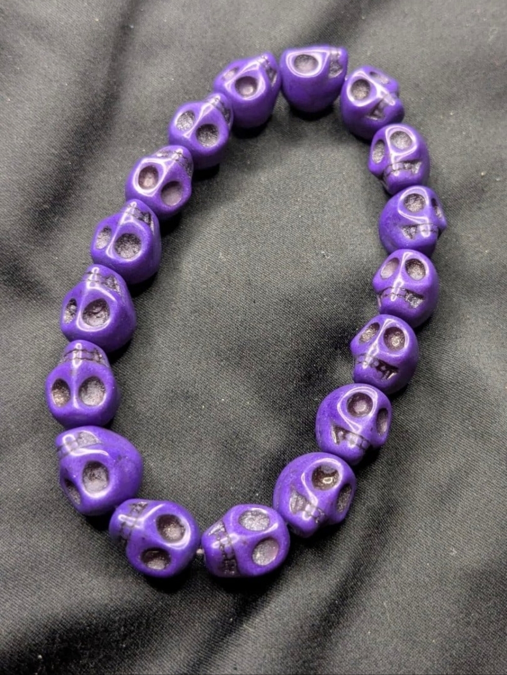 SOLD!!! Handcrafted Purple Skull Stretchy Bracelet